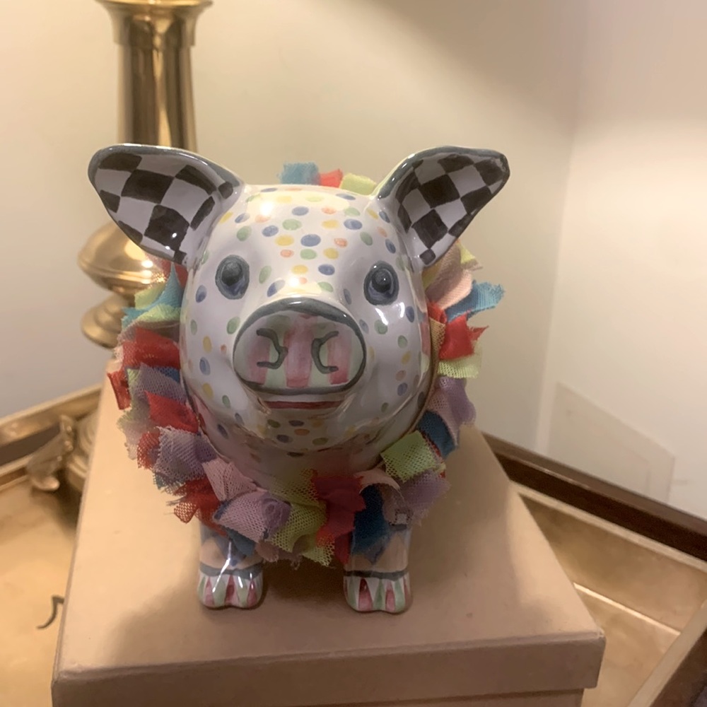 MacKenzie Childs Art Pottery Piggy Bank